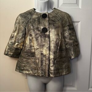 Etcetera Gold and Black Women's Leather Jacket